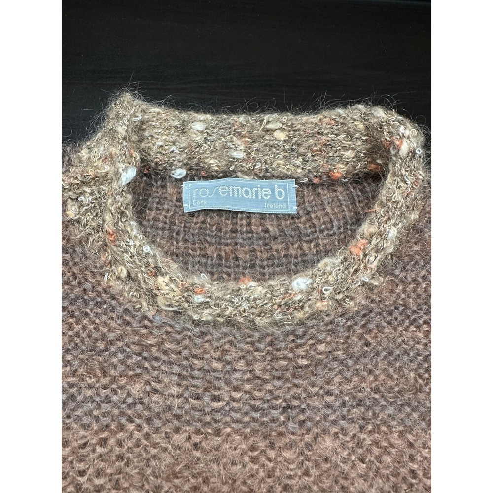 Rosemarie B Sweater Womens Large Brown Mohair Hand Knitted Landscape Ireland - Picture 6 of 8